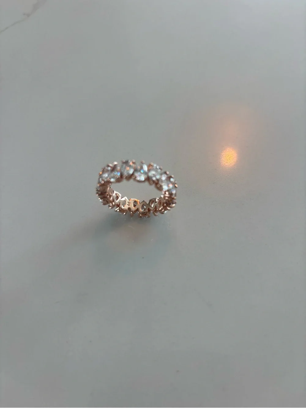 Swarovski Rose Gold-Tone Pear-Cut White Crystal Matrix Vittore Ring - Size 9
